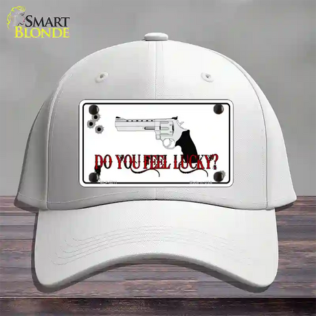 Do You Feel Lucky Novelty License Plate Hat Cotton / White