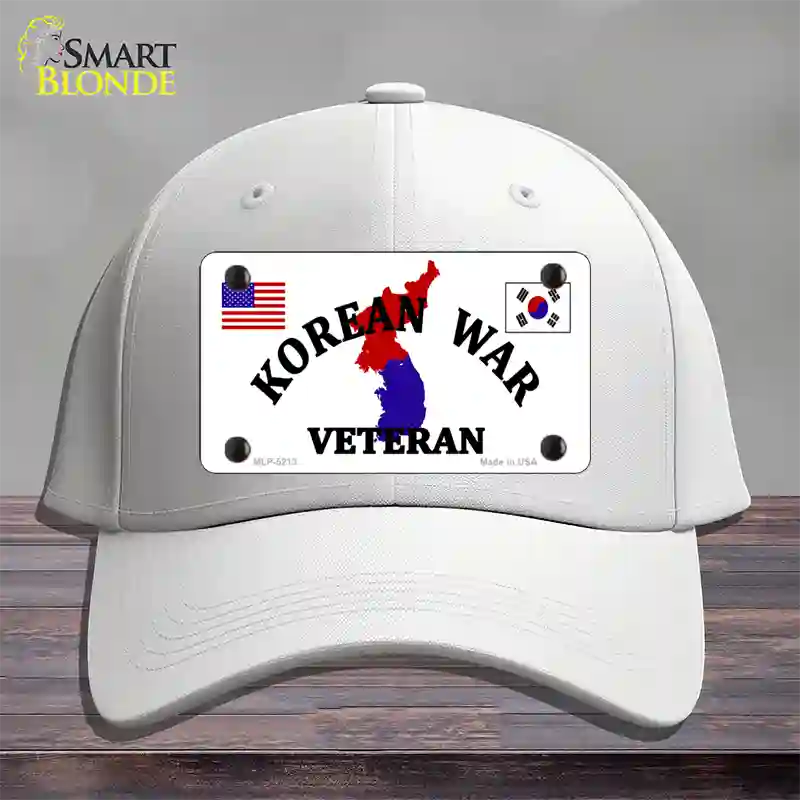 Korean War Veteran Novelty License Plate Hat Cotton / White