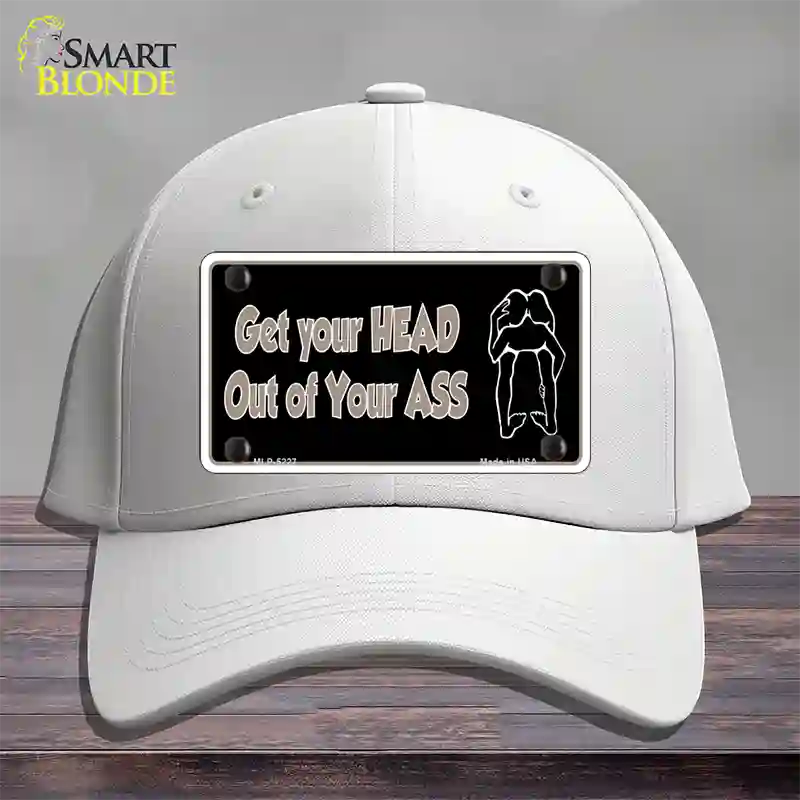 Head Out of Your Ass Novelty License Plate Hat Cotton / White