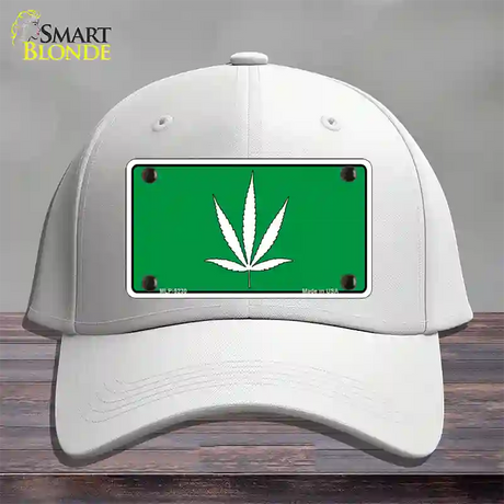 Marijuana Leaf Novelty License Plate Hat Cotton / White