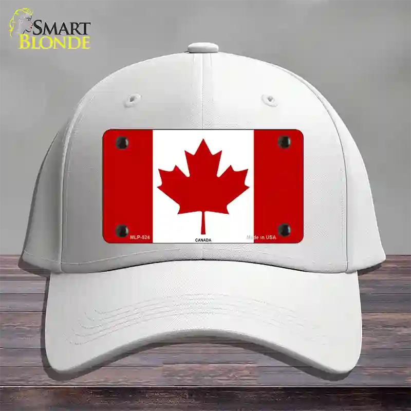 Canadian Flag Novelty License Plate Hat Cotton / White