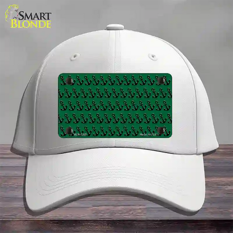 Green Black Anchor Novelty License Plate Hat Cotton / White