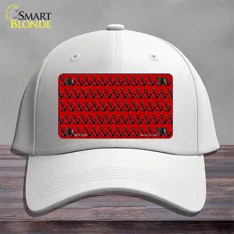 Red Black Anchor Novelty License Plate Hat Cotton / White