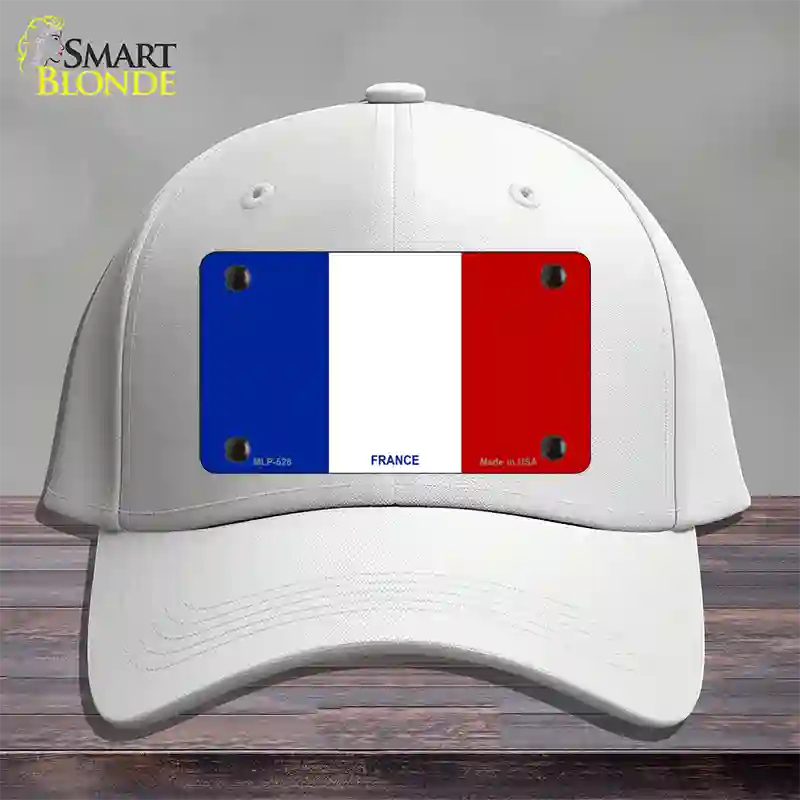 France Flag Novelty License Plate Hat Cotton / White