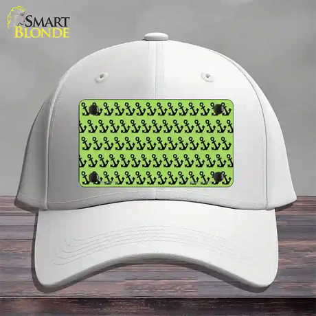 Lime Green Black Anchor Novelty License Plate Hat Cotton / White