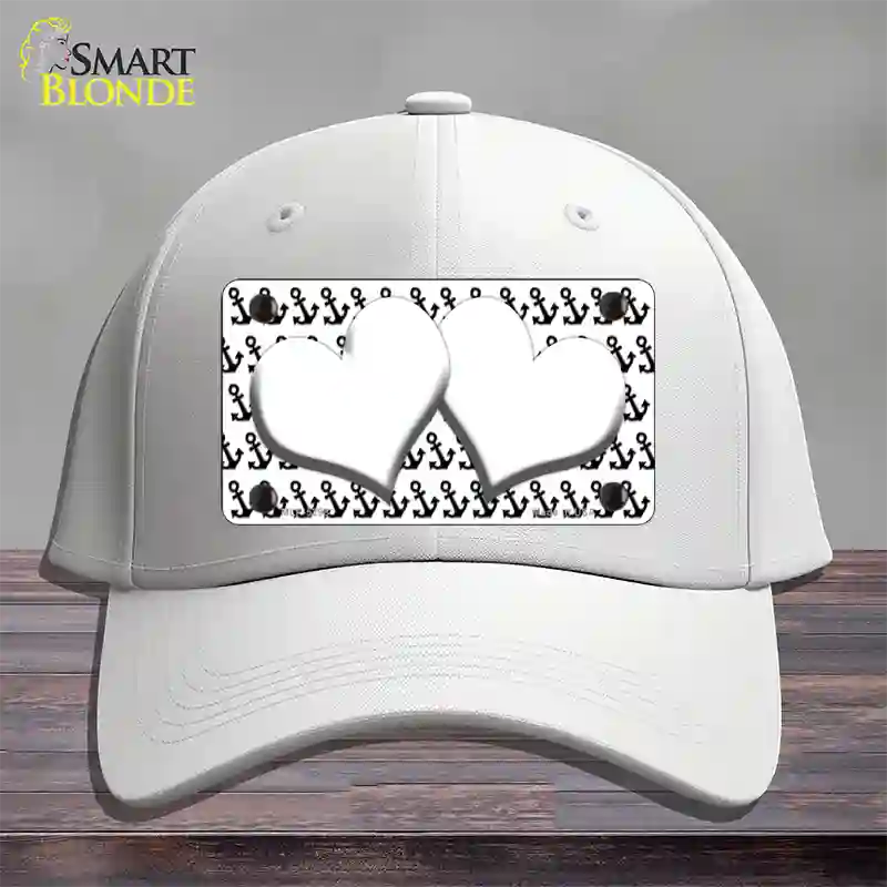 White Black Anchor White Heart Center Novelty License Plate Hat Cotton / White