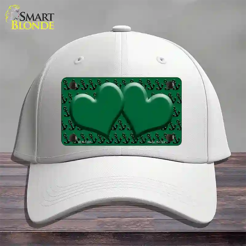 Green Black Anchor Green Heart Center Novelty License Plate Hat Cotton / White