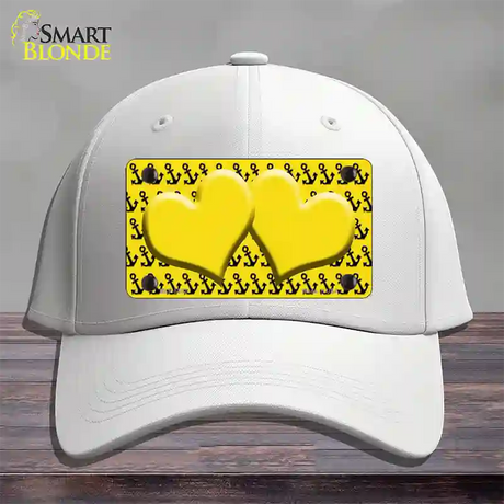 Yellow Black Anchor Yellow Heart Center Novelty License Plate Hat Cotton / White