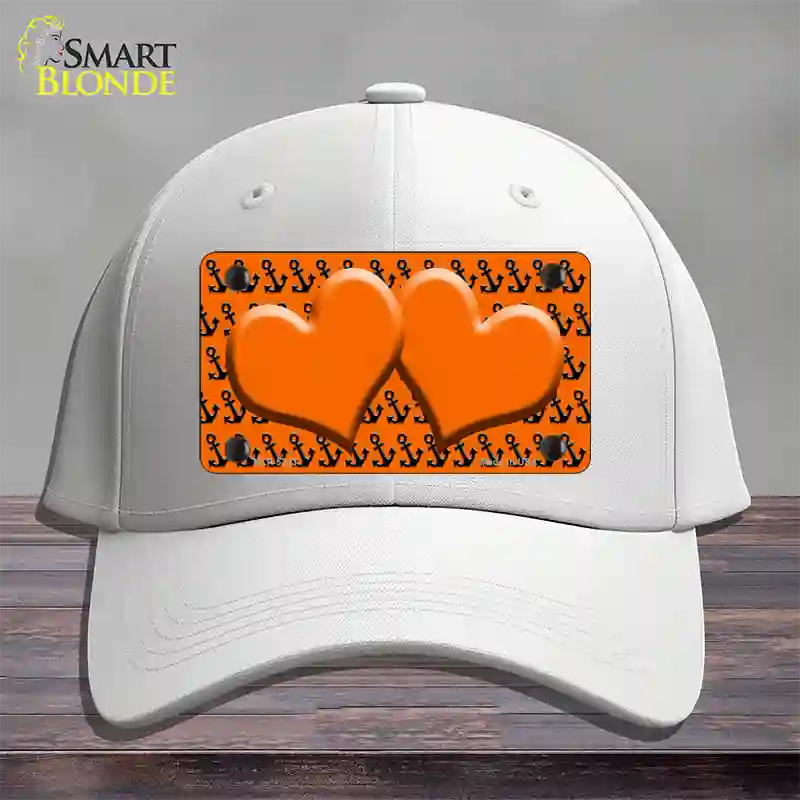 Orange Black Anchor Orange Heart Center Novelty License Plate Hat Cotton / White