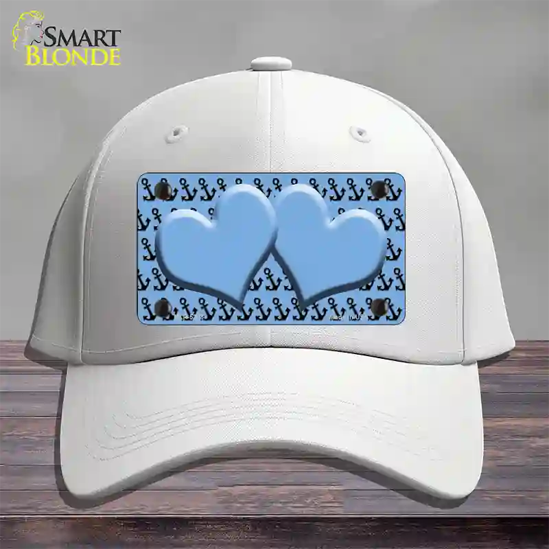 Light Blue Black Anchor Light Blue Heart Center Novelty License Plate Hat Cotton / White