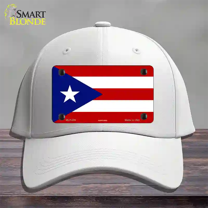 Puerto Rico Flag Novelty License Plate Hat Cotton / White