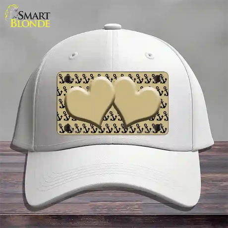 Gold Black Anchor Gold Heart Center Novelty License Plate Hat Cotton / White