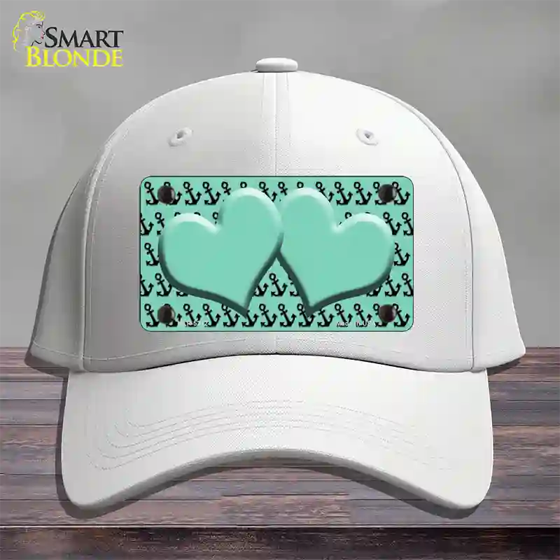 Mint Black Anchor Mint Heart Center Novelty License Plate Hat Cotton / White