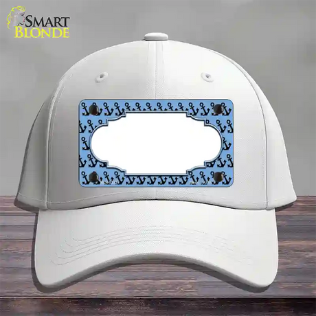 Light Blue Black Anchor Scallop Center Novelty License Plate Hat Cotton / White