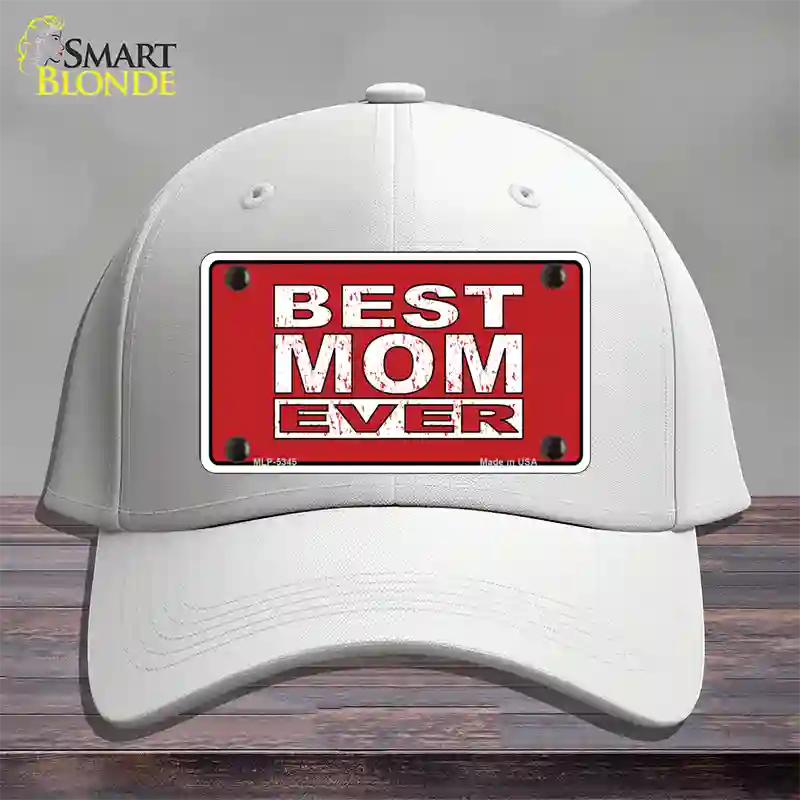 Best Mom Ever Red Novelty License Plate Hat Cotton / White