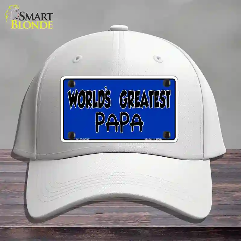 Worlds Greatest PaPa Novelty License Plate Hat Cotton / White