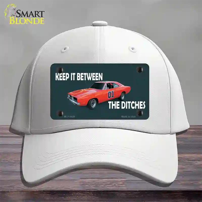 Between The Ditches Novelty License Plate Hat Cotton / White