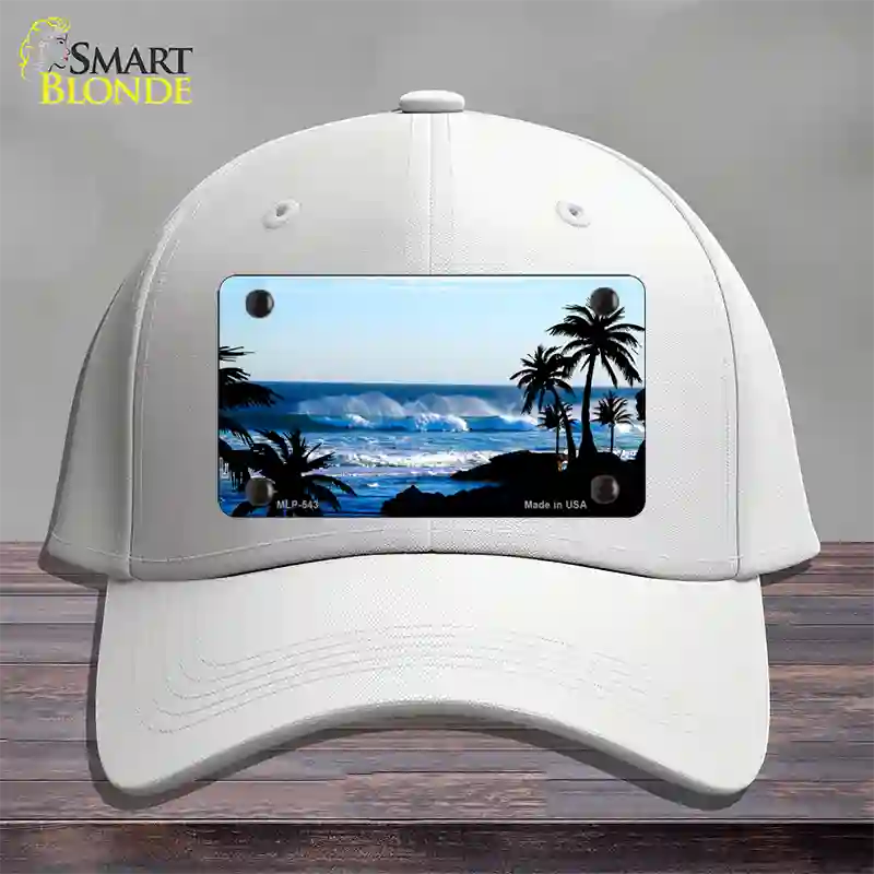 Ocean Wave Novelty License Plate Hat Cotton / White