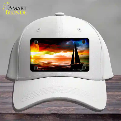 Sailboat Novelty License Plate Hat Cotton / White