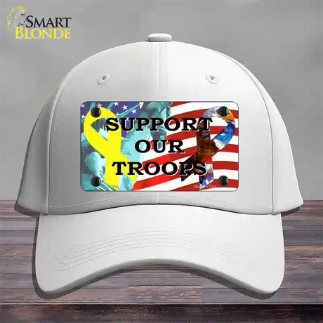 Support Our Troops Ribbon Novelty License Plate Hat Cotton / White