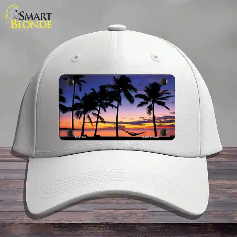 Sunset Hammock Novelty License Plate Hat Cotton / White