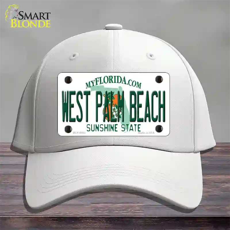 West Palm Beach Florida Novelty License Plate Hat Cotton / White