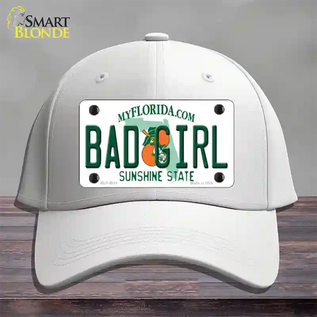 Bad Girl Florida Novelty License Plate Hat Cotton / White