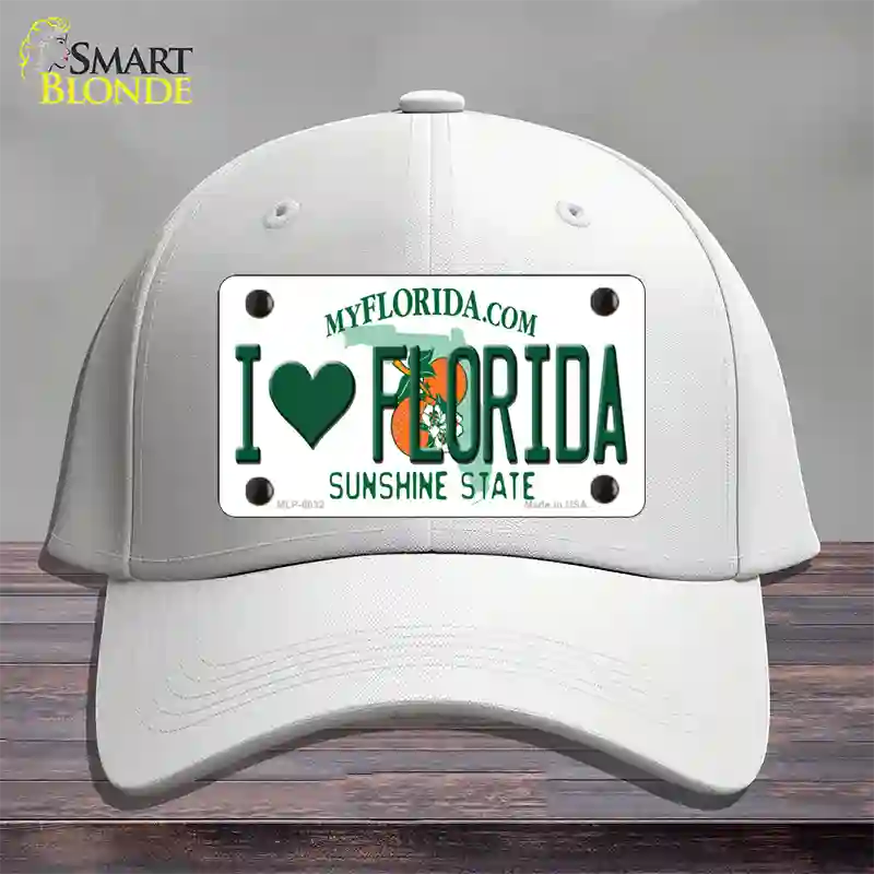 I Love Florida Novelty License Plate Hat Cotton / White