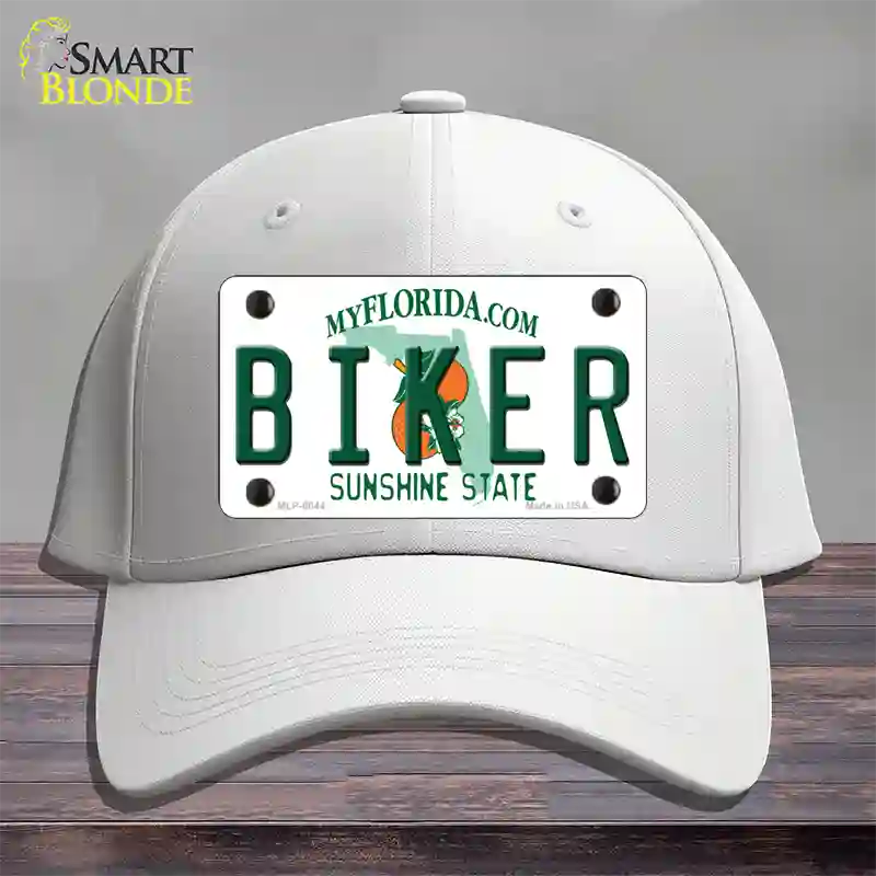 Biker Florida Novelty License Plate Hat Cotton / White