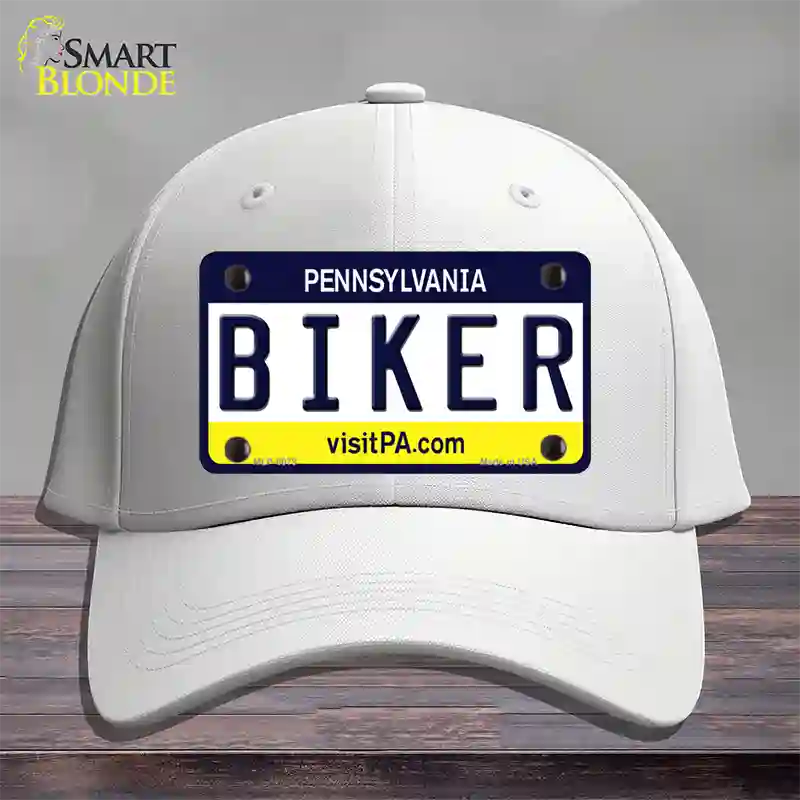 Biker Pennsylvania State Novelty License Plate Hat Cotton / White