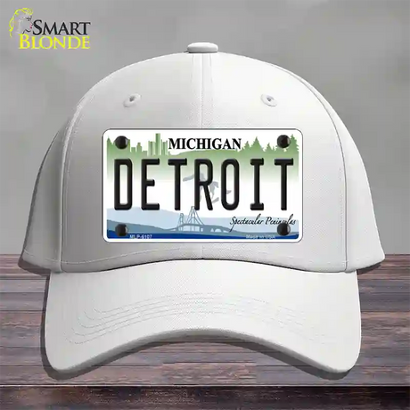 Detroit Michigan Novelty License Plate Hat Cotton / White