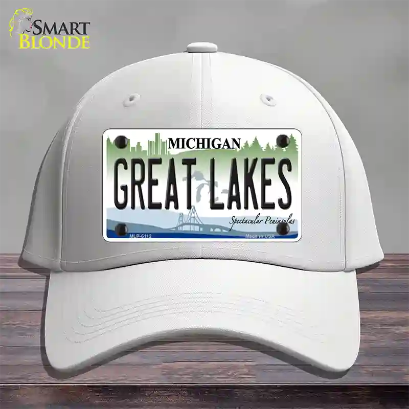 Great Lakes Michigan Novelty License Plate Hat Cotton / White