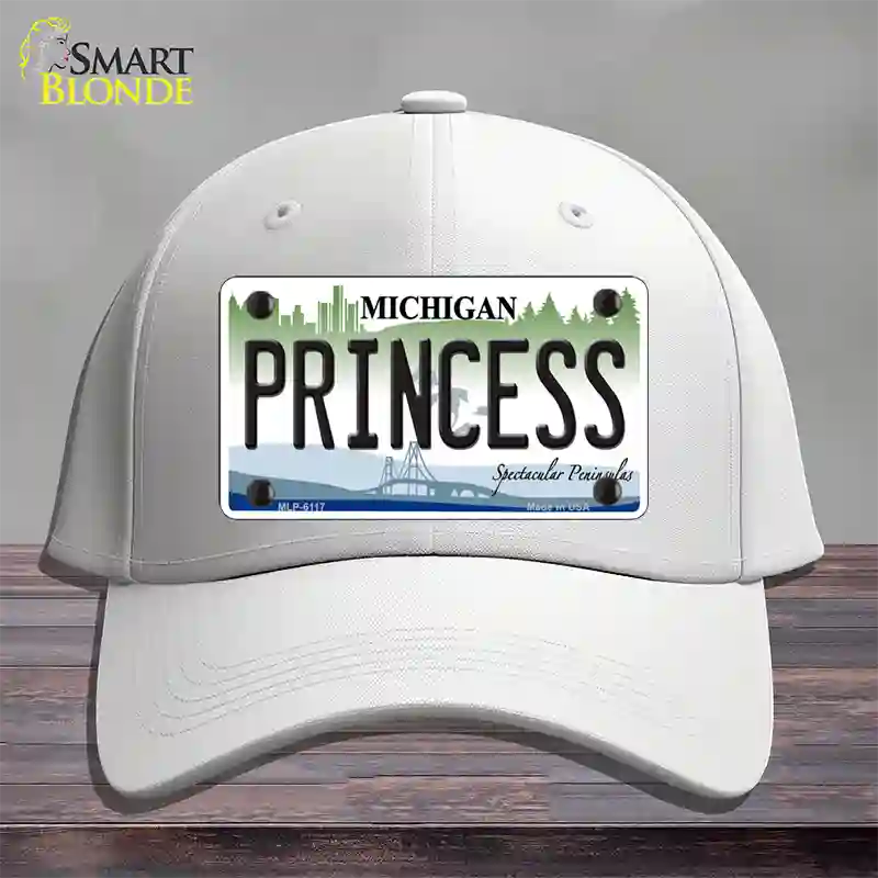 Princess Michigan Novelty License Plate Hat Cotton / White