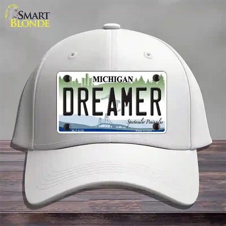 Dreamer Michigan Novelty License Plate Hat Cotton / White