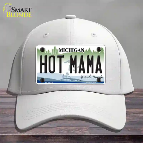 Hot Mama Michigan Novelty License Plate Hat Cotton / White