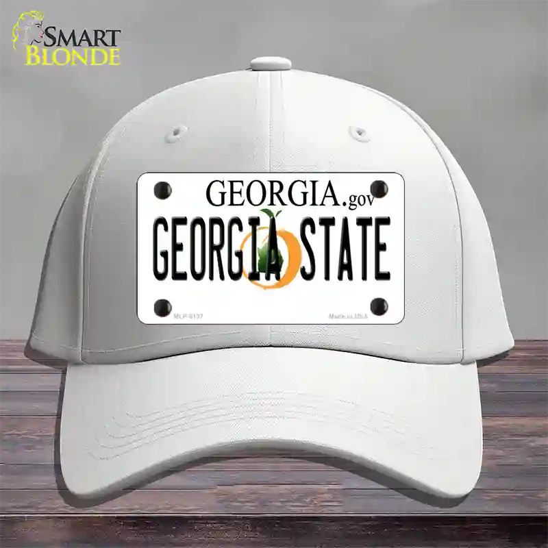 Georgia State Novelty License Plate Hat Cotton / White