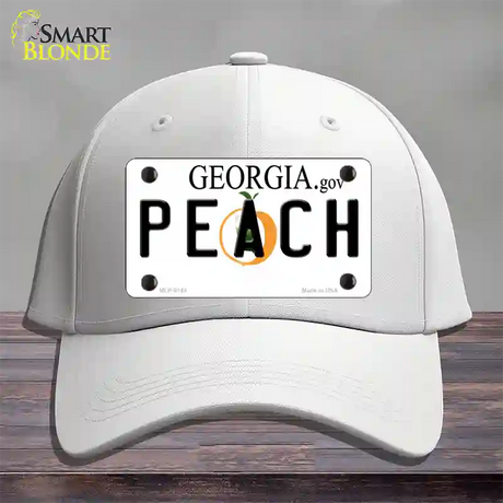 Peach Georgia Novelty License Plate Hat Cotton / White