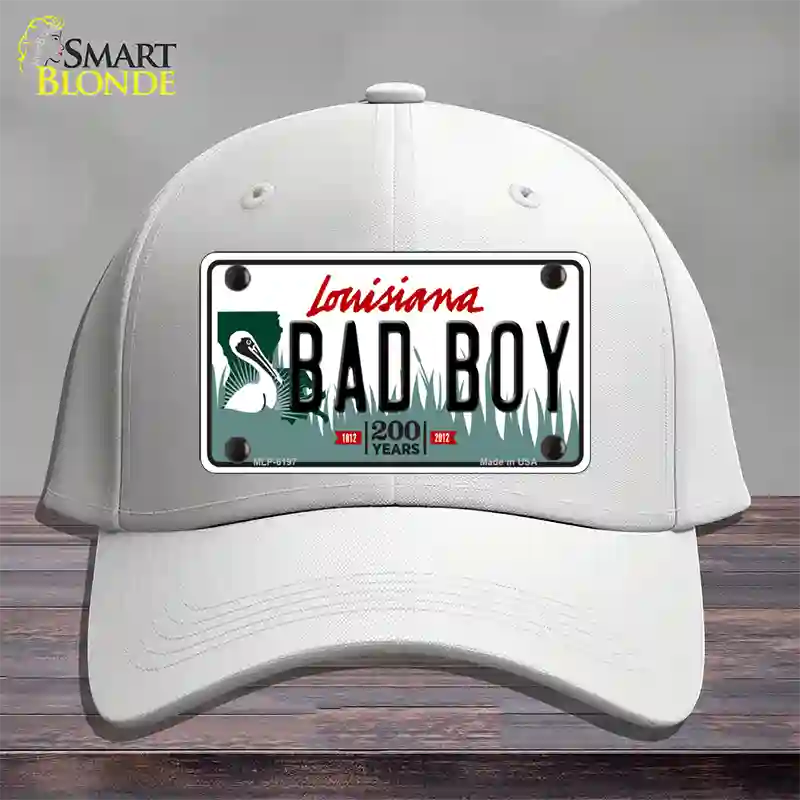 Bad Boy Louisiana Novelty License Plate Hat Cotton / White