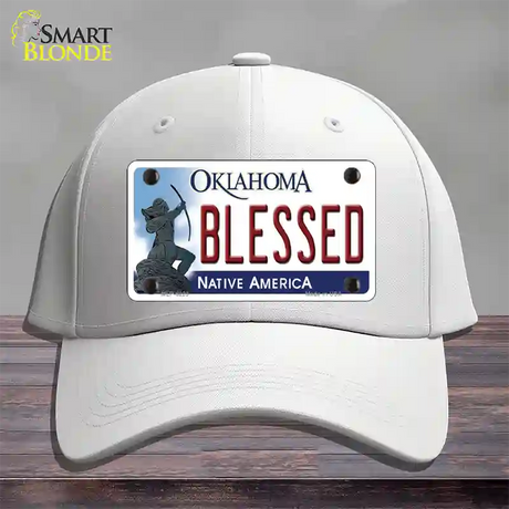 Blessed Oklahoma Novelty License Plate Hat Cotton / White