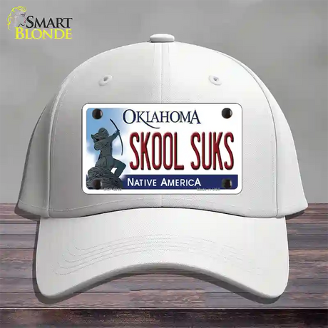 Skool Suks Oklahoma Novelty License Plate Hat Cotton / White