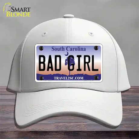 Bad Girl South Carolina Novelty License Plate Hat Cotton / White