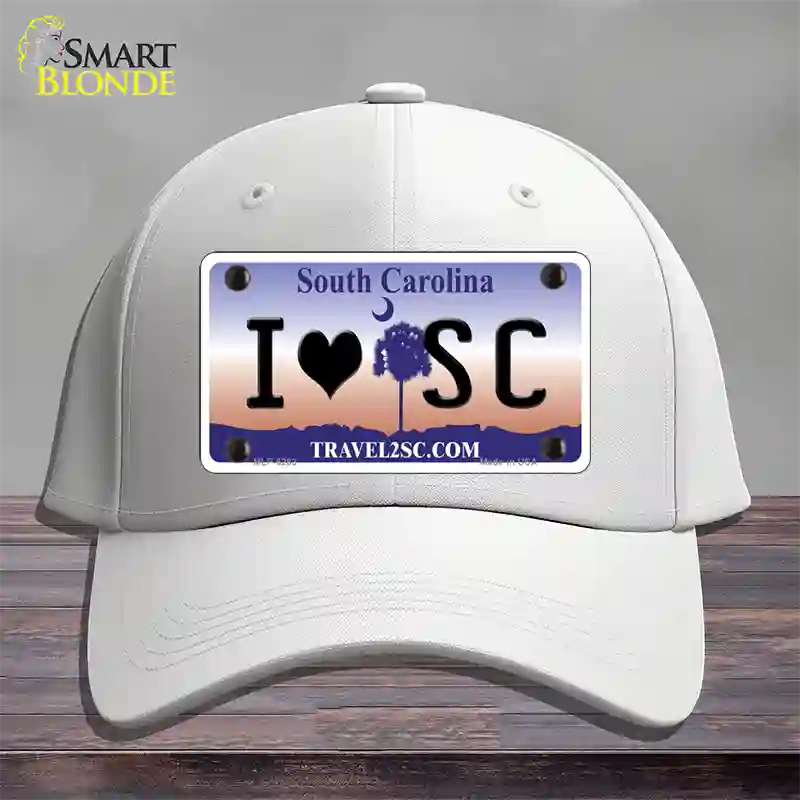 I Love South Carolina Novelty License Plate Hat Cotton / White