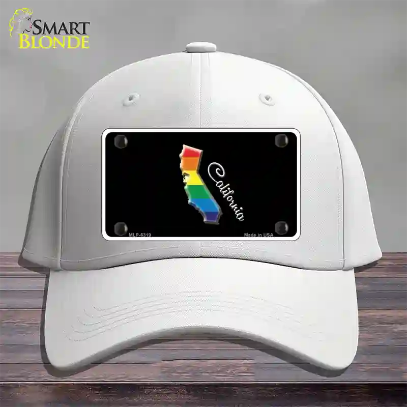 California Rainbow Novelty License Plate Hat Cotton / White