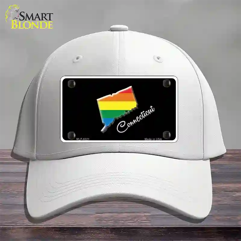 Connecticut Rainbow Novelty License Plate Hat Cotton / White