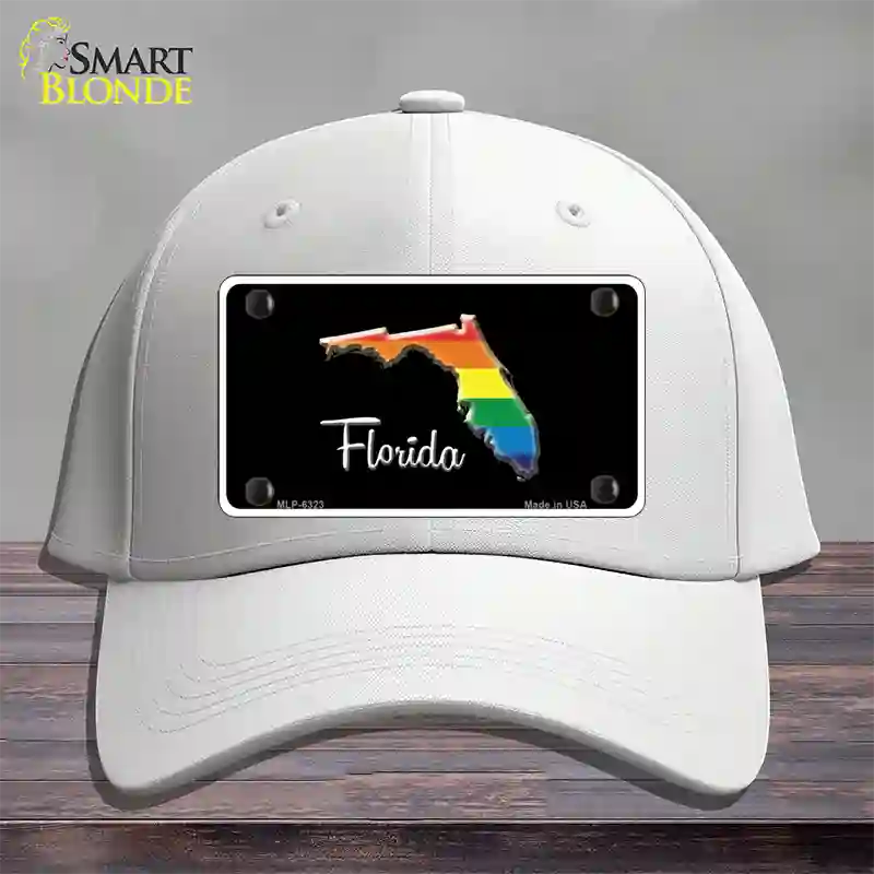 Florida Rainbow Novelty License Plate Hat Cotton / White