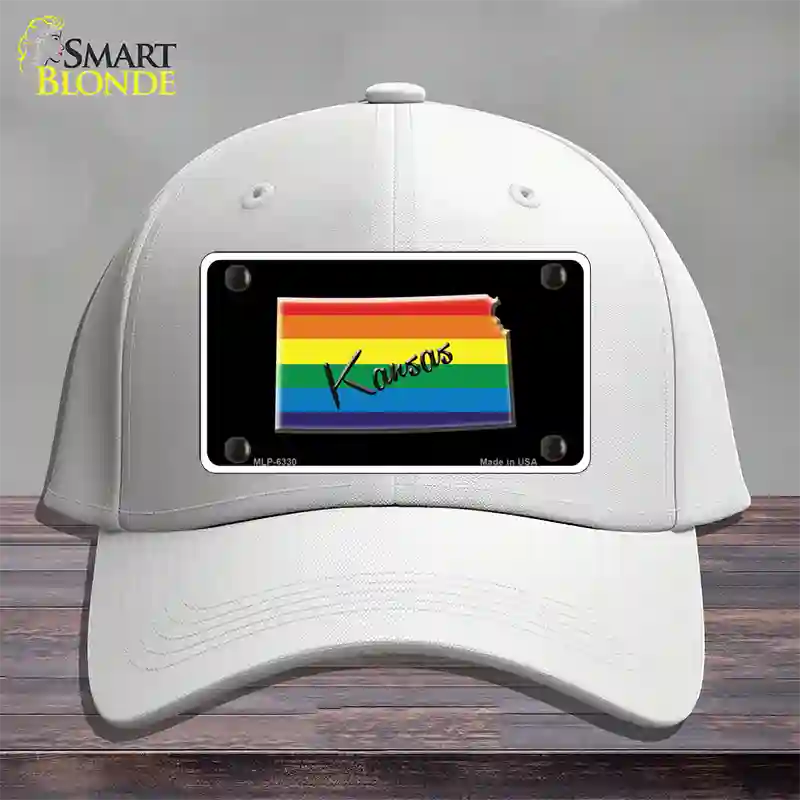 Kansas Rainbow Novelty License Plate Hat Cotton / White