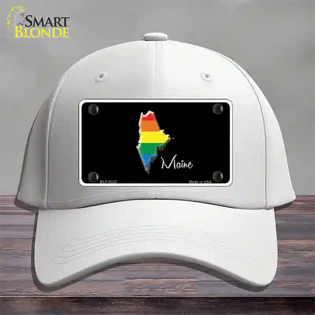 Maine Rainbow Novelty License Plate Hat Cotton / White