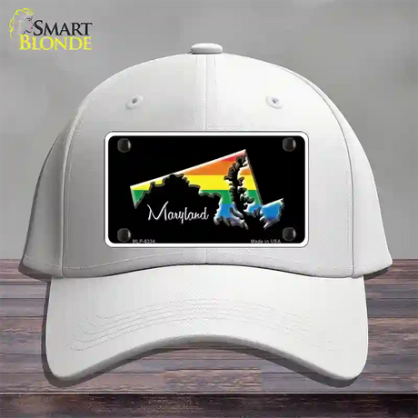 Maryland Rainbow Novelty License Plate Hat Cotton / White