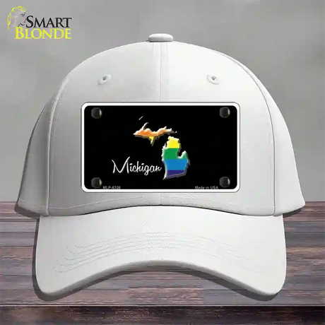 Michigan Rainbow Novelty License Plate Hat Cotton / White