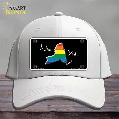 New York Rainbow Novelty License Plate Hat Cotton / White